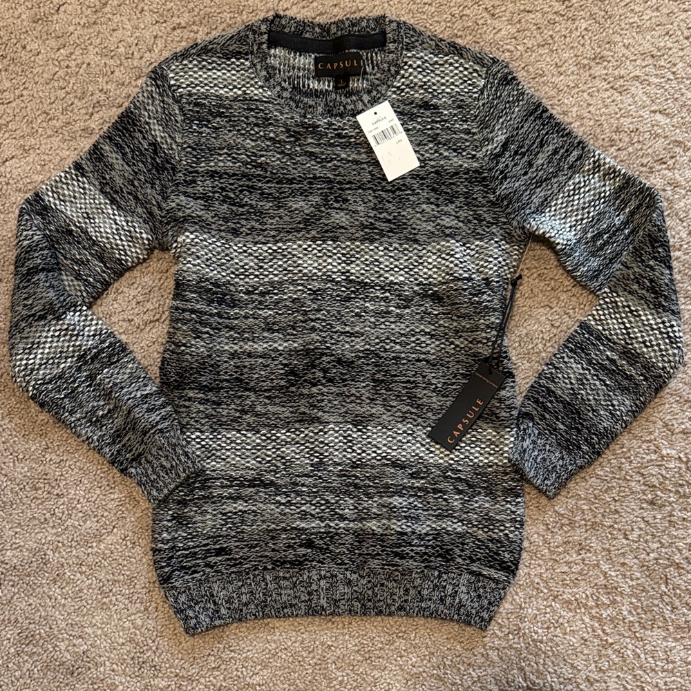 Capsule Charcoal and Black Crewneck Sweater